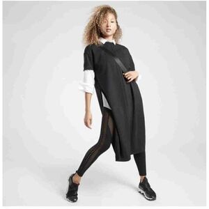 Athleta Womens Sedona Sweatshirt Dress Black Short Sleeve Crew Neck Small